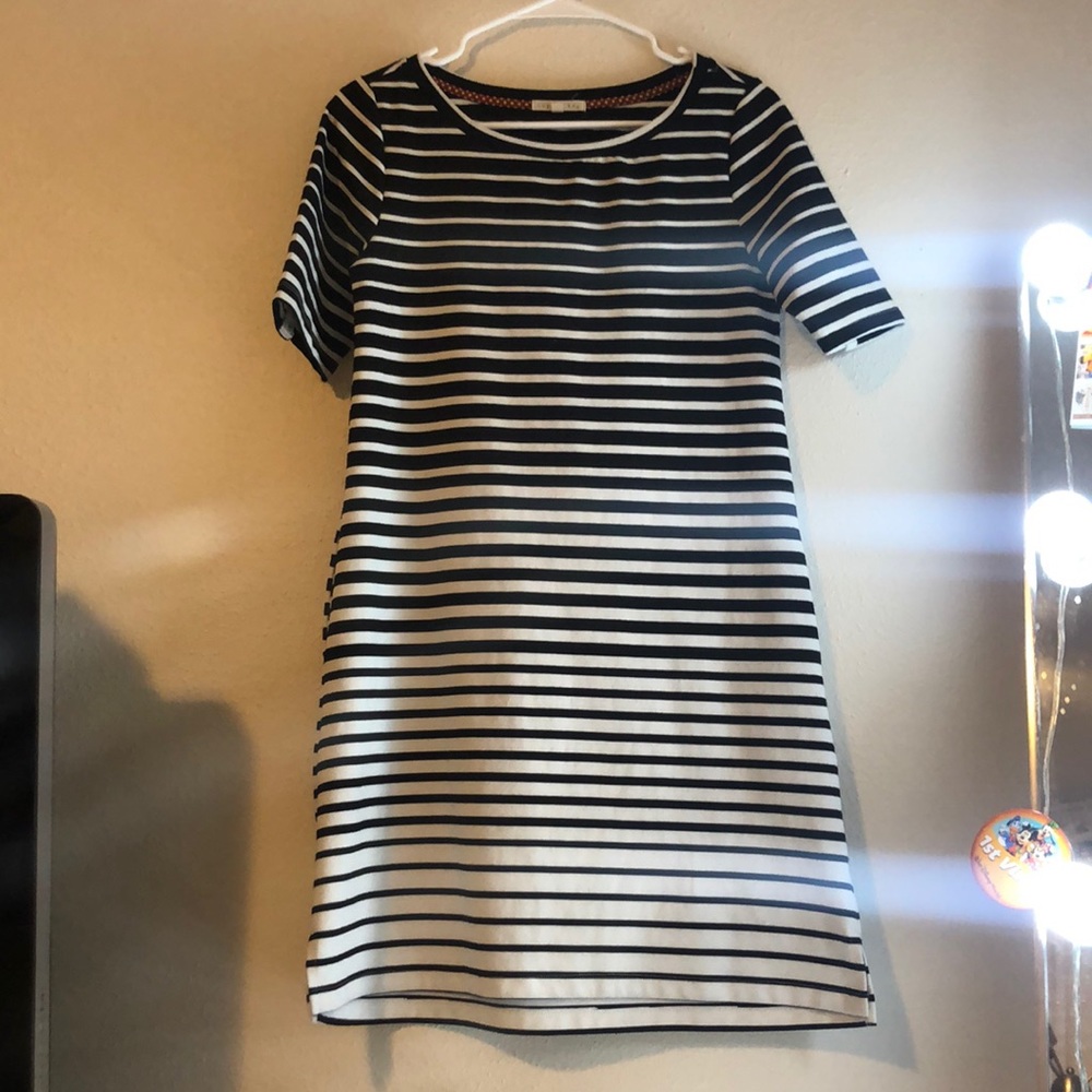 Black and white striped dress